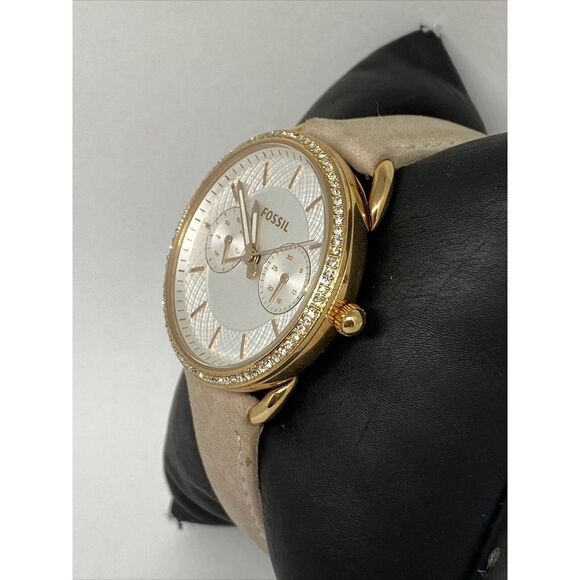Fossil Tailor Quartz White Dial Pink Leather Strap Watch for  Fossil Tailor ES4393 Women\'s Nude Leather Analog Dial Quartz Wrist Watch VK241
